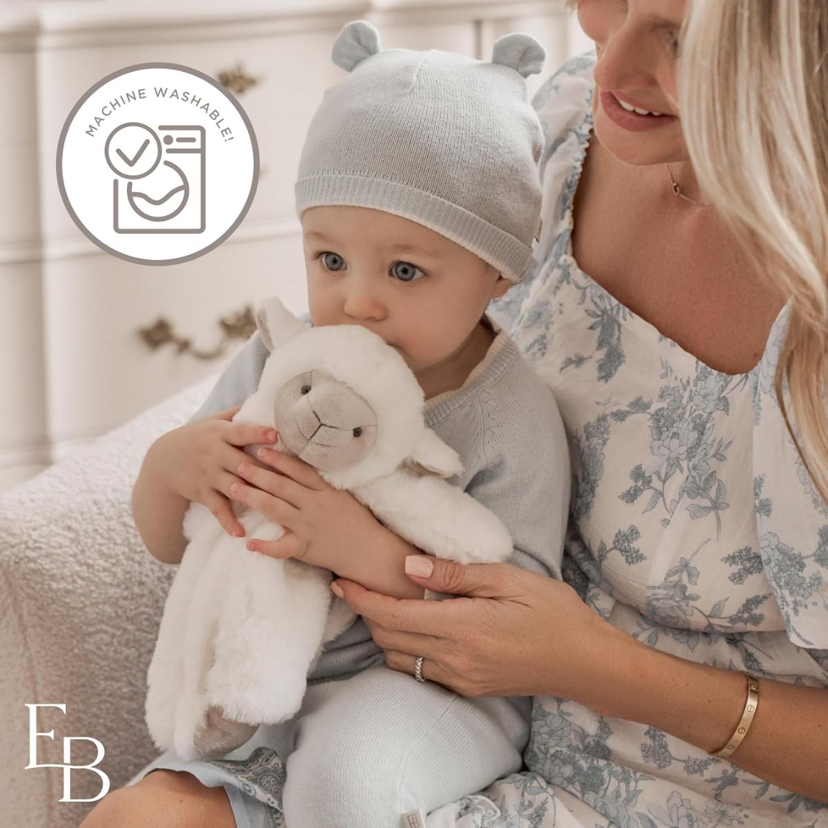 Elegant Baby Cottonball the Lamb Snuggler Plush Security Blanket w/ Gift Box - Perfect for Little Hands to Hold