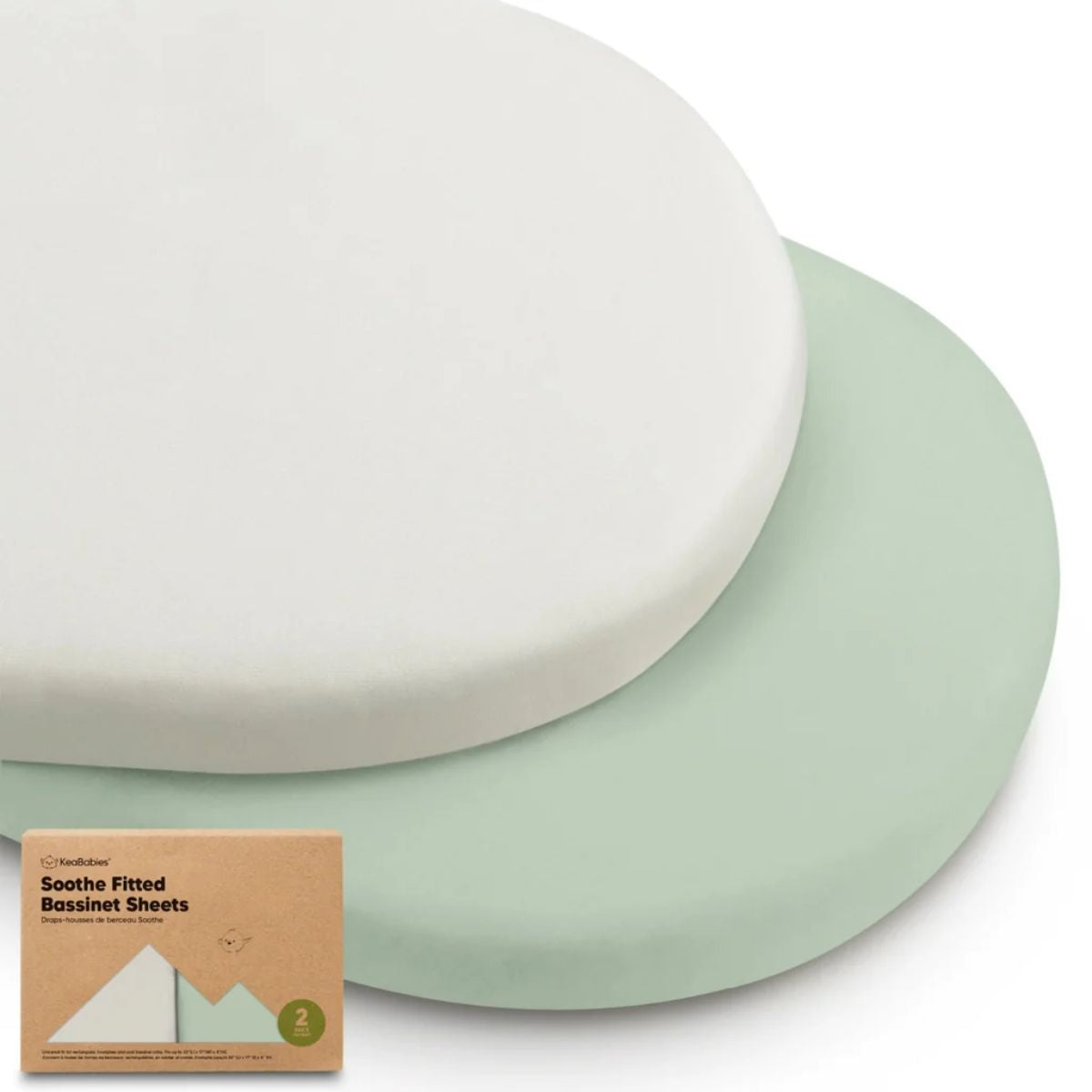 KeaBabies Soothe 2-Pack Fitted Bassinet Sheets Universal - Sage - Practical 2 Pack for Daily Use