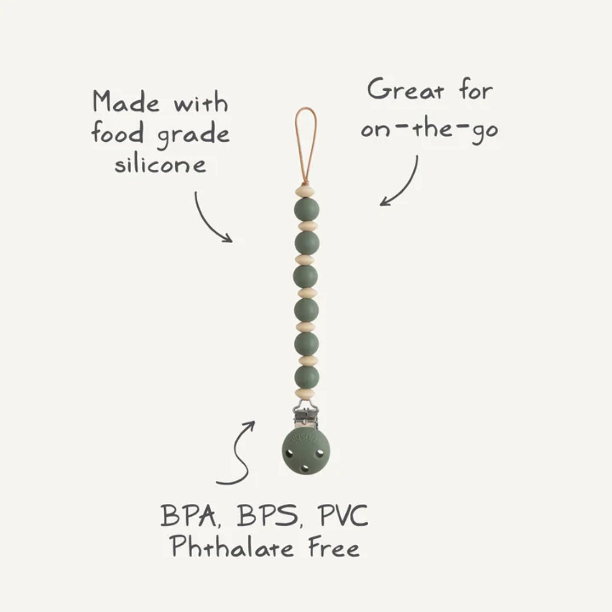 Mushie Silicone Pacifier Clip Luna - Faux Wood - Safe and Non Toxic for Daily Use